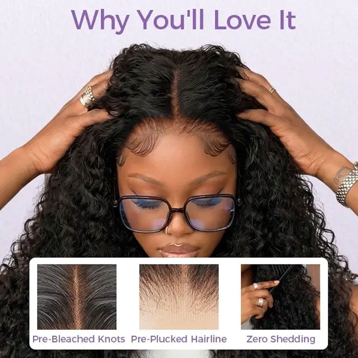 Double Drawn 13x4 Lace Full Frontal Bob Wig Pre Plucked Water Wave 100% Human Hair
