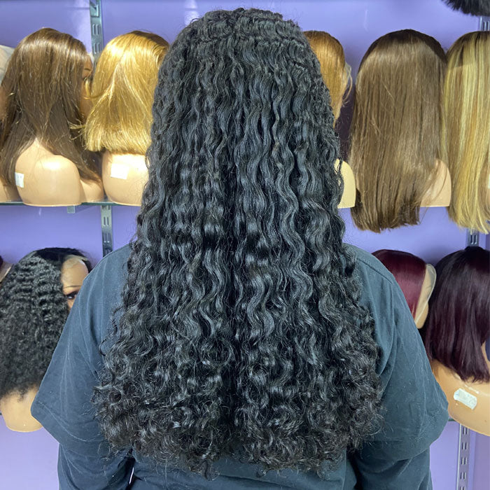 Flash Sale Double Drawn Curly 13x4 Lace Full Frontal Wig Pre Plucked Human Hair