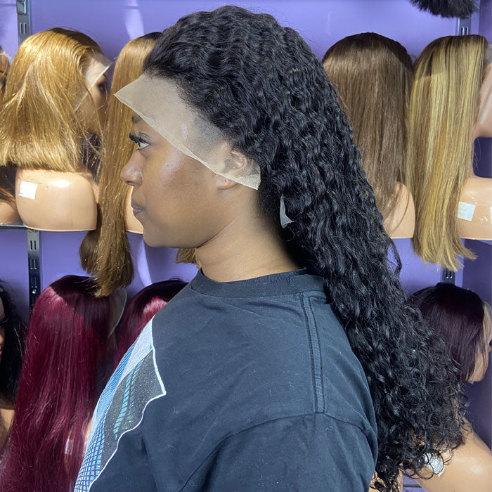 Flash Sale Double Drawn Curly 13x4 Lace Full Frontal Wig Pre Plucked Human Hair