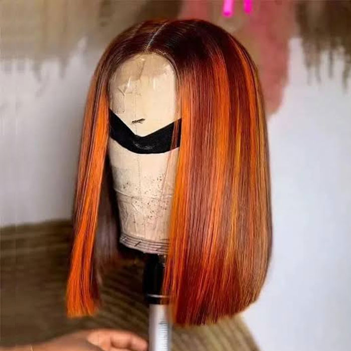 Flash Sale Highlight Piano Color Brown and Ginger 13X4 Full Frontal Bob Wig Human Hair