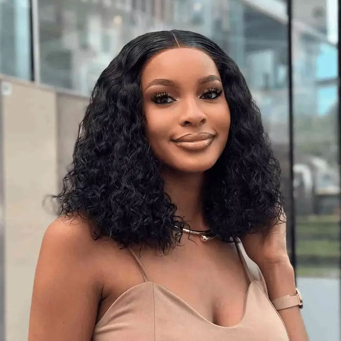 Flash Sale Water Wave Bob 13x4 Frontal Wig Pre Plucked 100% Human Hair