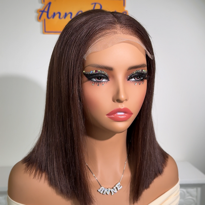 Anne Rose Chocolate Brown Vietnamese Hair Bob Wig – 10 Inch 5x5 Glueless Drawstring Cap