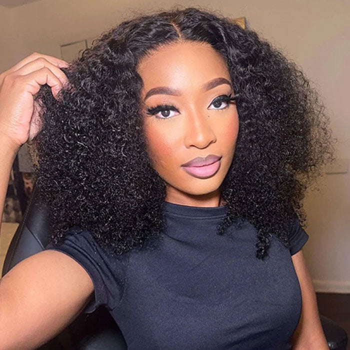 Glueless Jerry Curly 4X4 Closure Short Bob 150% Density Wig Human Hair