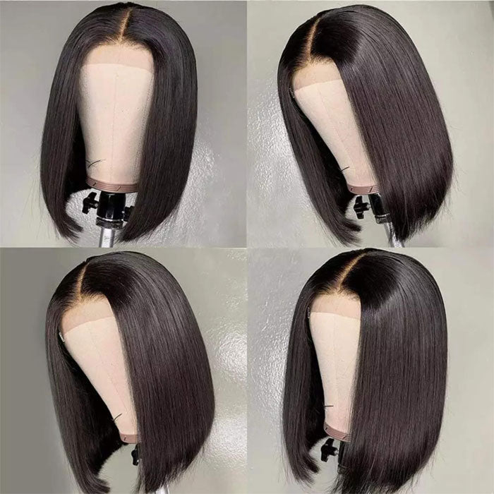 Glueless Straight 4X4 Lace Closure Short Bob 150% Density Wig