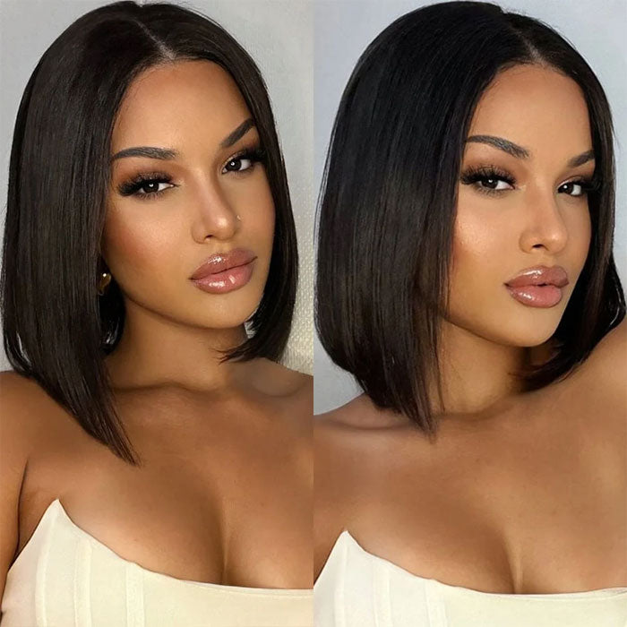 Glueless Straight 4X4 Lace Closure Short Bob 150% Density Wig