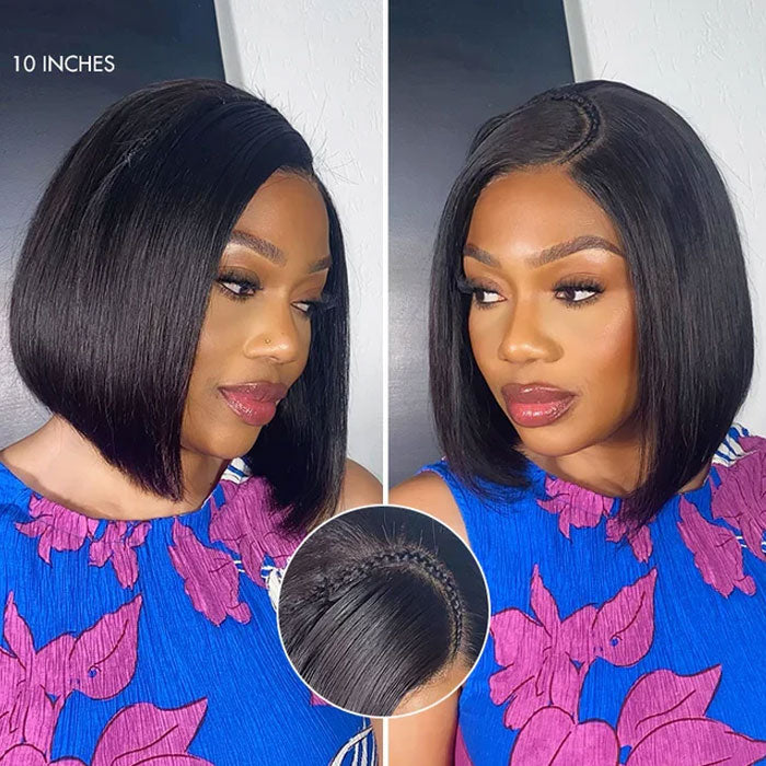 Glueless Straight 4X4 Lace Closure Short Bob 150% Density Wig