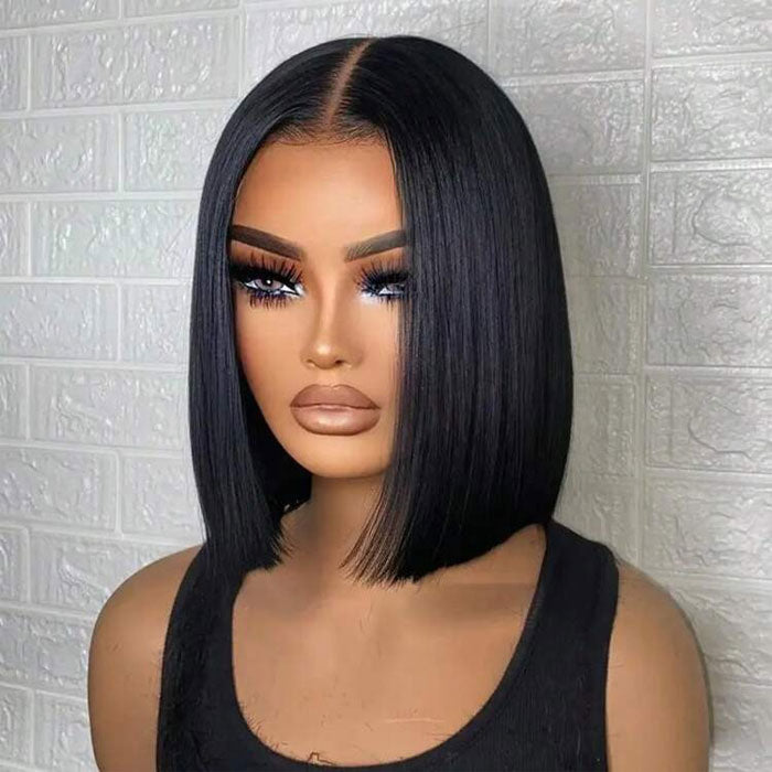 Glueless Straight 4X4 Lace Closure Short Bob 150% Density Wig