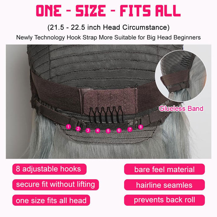 Grey Bob Wig Human Hair 13x4 Lace Frontal Wigs for Women Pre Plucked Invisible Knots