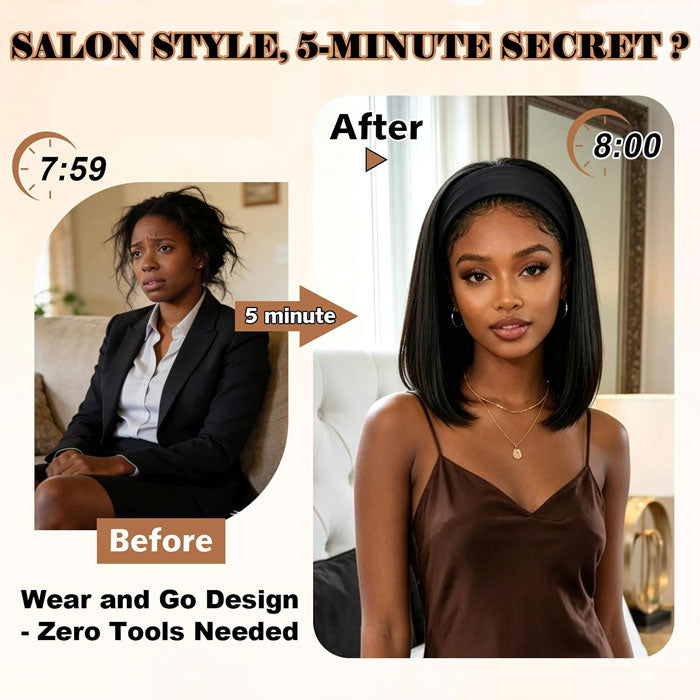 Pre Sale Headband Bob Wig Wear and Go Glueless Straight 100% Human Hair