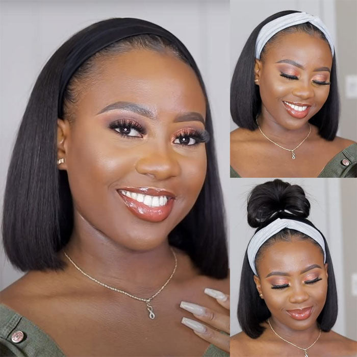 Pre Sale Headband Bob Wig Wear and Go Glueless Straight 100% Human Hair
