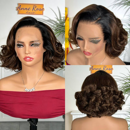 2026 New in Vietnam Raw Hair Glueless Loose Bouncy Brown T1B/4 Short Wig