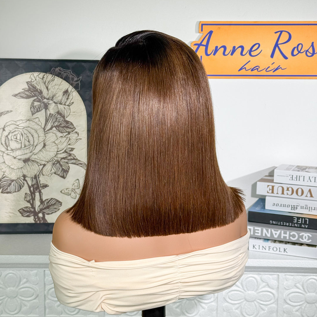 Vietnam Raw Hair SDD Bone Straight Ombre Brown T1B/4 Color Wig