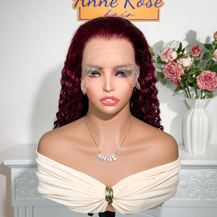 Peruvian Double Drawn Lace 13x4 Full Frontal Bob Water Wave Wig 