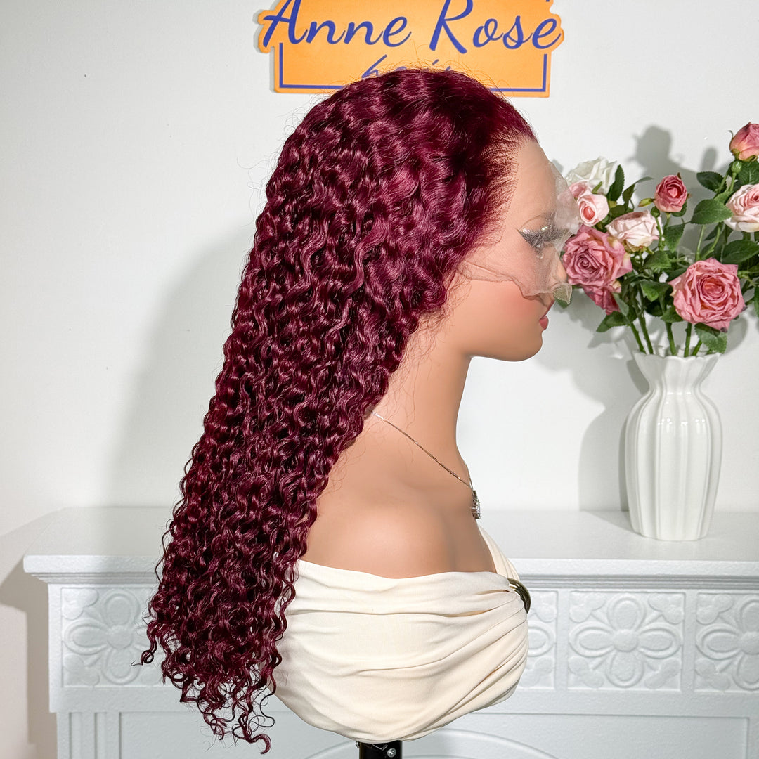 Peruvian Double Drawn Lace 13x4 Full Frontal Bob Water Wave Wig 