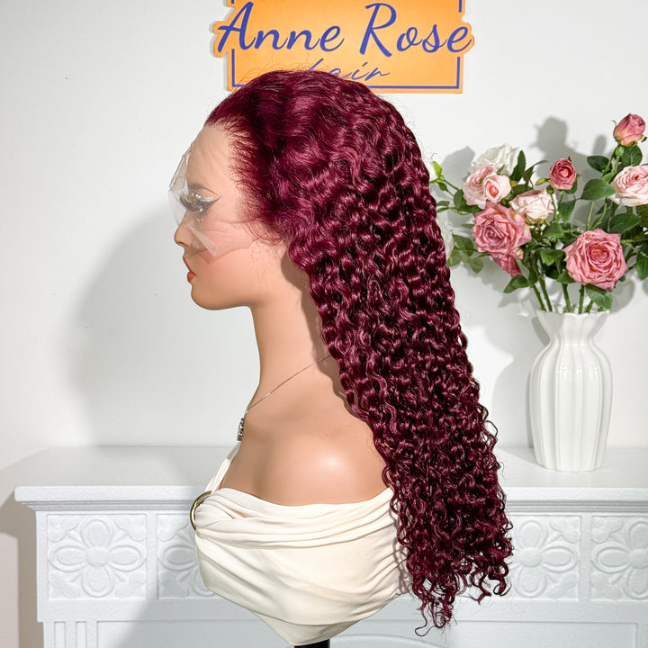 Peruvian Double Drawn Lace 13x4 Full Frontal Bob Water Wave Wig 