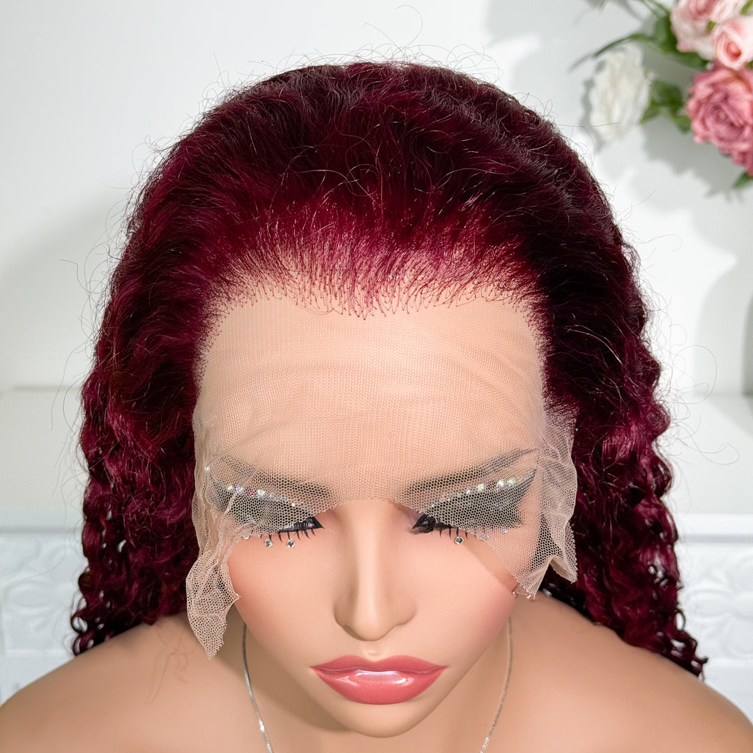 Peruvian Double Drawn Lace 13x4 Full Frontal Bob Water Wave Wig 