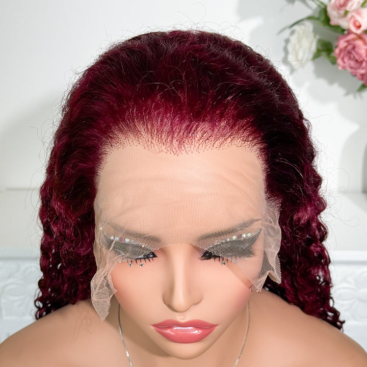 Peruvian Double Drawn Lace 13x4 Full Frontal Bob Water Wave Wig 