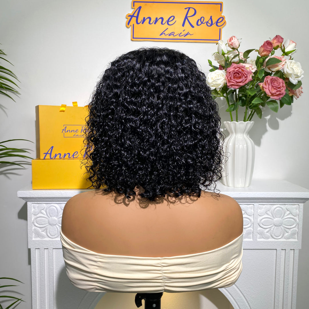 Water Wave Bob Wig Glueless 13X4 Full Frontal Peruvian Human Hair Wig