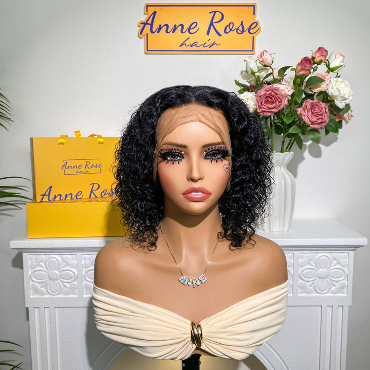 Water Wave Bob Wig Glueless 13X4 Full Frontal Peruvian Human Hair Wig