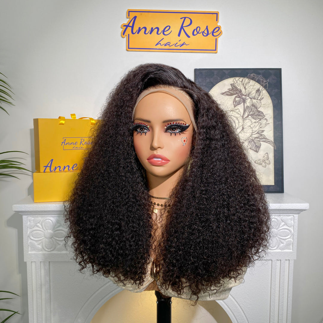 Peruvian Double Drawn Lace 13x4 Full Frontal Bob Jerry Curly Wig
