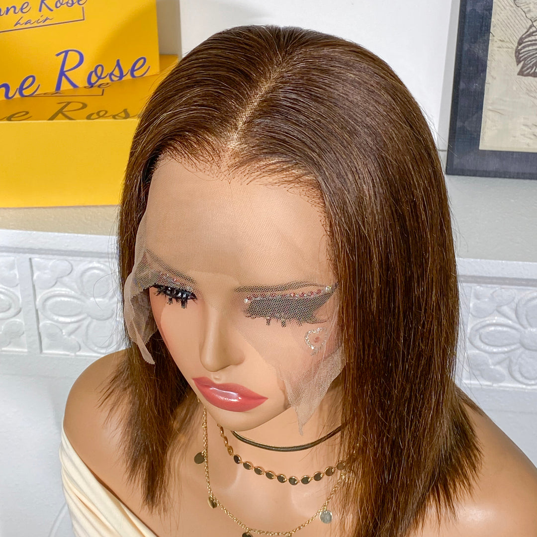 SPECIAL| Brown Color Glueless Full Frontal 13X4 Bob Wig Color #4
