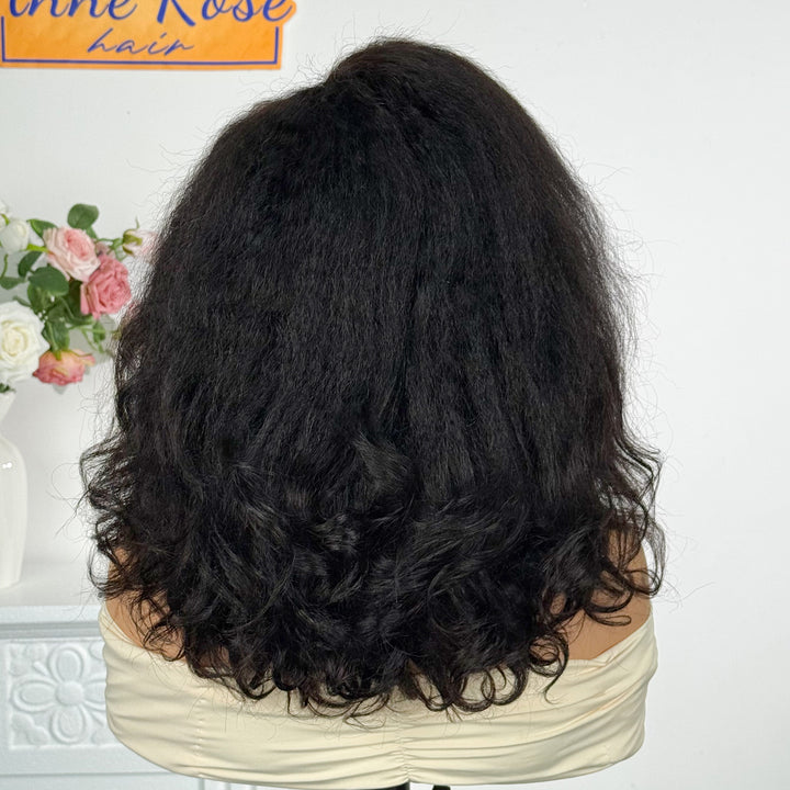 Anne Rose 5x6 Lace Kinky Wave Wig with Curly Edge – Short Length Fullness Glueless Human Hair Wig