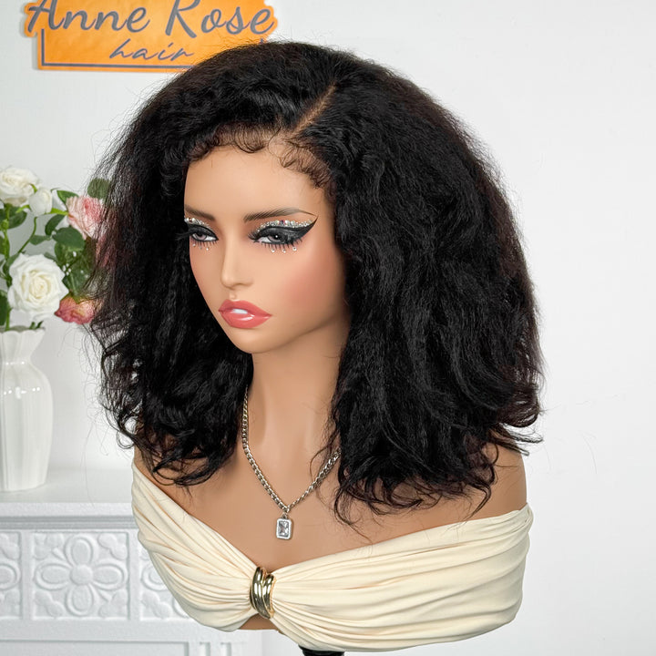 Anne Rose 5x6 Lace Kinky Wave Wig with Curly Edge – Short Length Fullness Glueless Human Hair Wig
