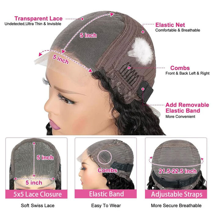Influencer Pick! Easy to Wear Glueless 5x5 Lace Wig Layer Pixie Curls Vietnam Human Hair