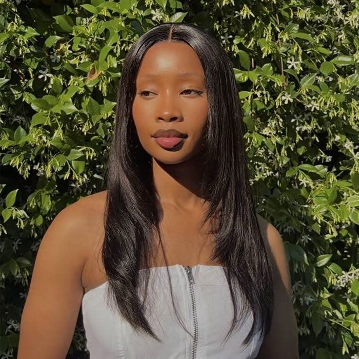 Zokhanyo Pick Layered Cut Glueless 4x4 Lace Closure Wig with Drawstring Human Hair