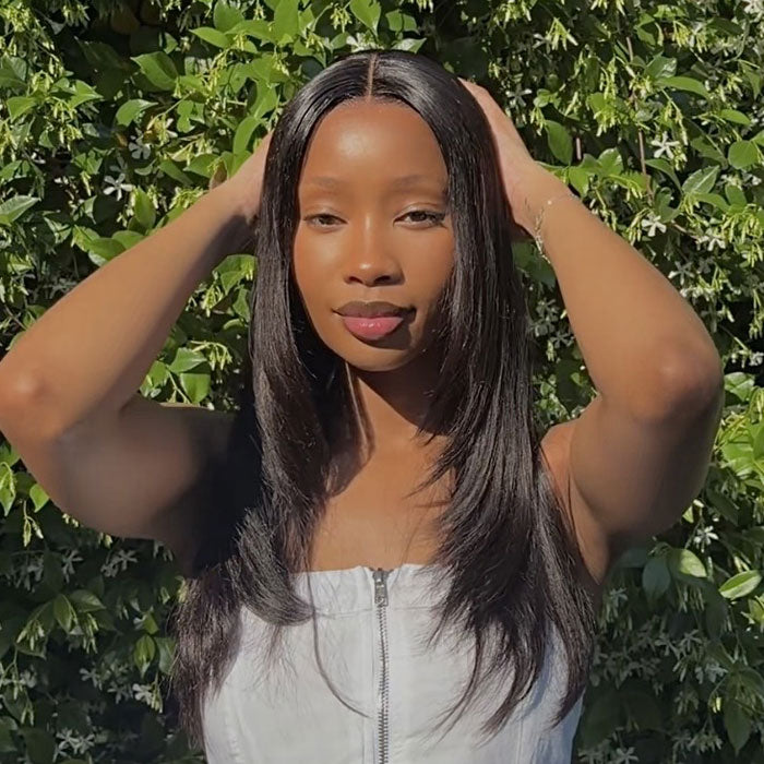 Zokhanyo Pick Layered Cut Glueless 4x4 Lace Closure Wig with Drawstring Human Hair