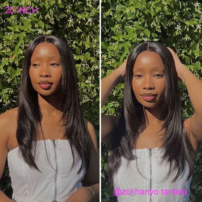 Zokhanyo Pick Layered Cut Glueless 4x4 Lace Closure Wig with Drawstring Human Hair