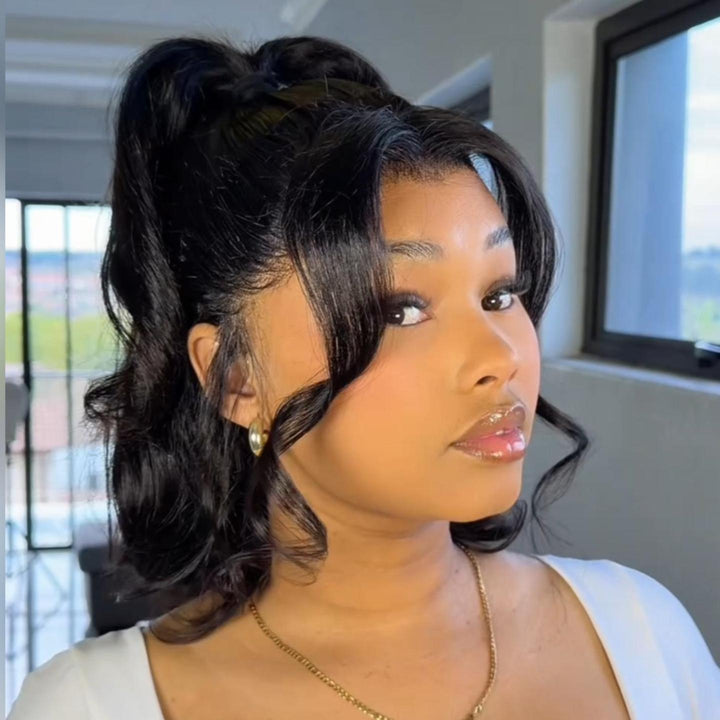 Beyonda Same Messy Body Wavy 13x4 Lace Full Frontal Wig Short Bob Human Hair
