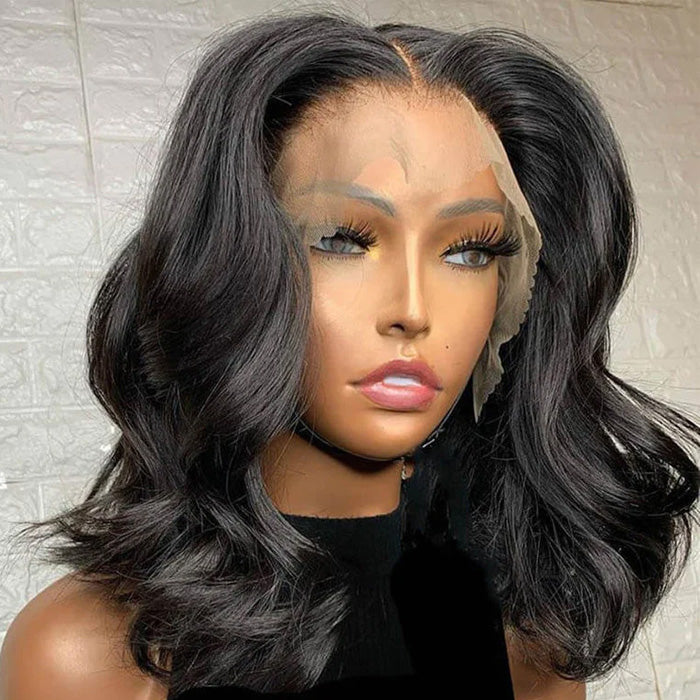 Messy Body Wavy 13x4 Lace Full Frontal Wig Pre Plucked 100% Human Hair