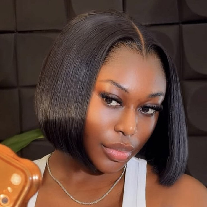 Natural Lagos Hairline Vietnam Hair Glueless 13x4 Frontal Bob Wig with Drawstring