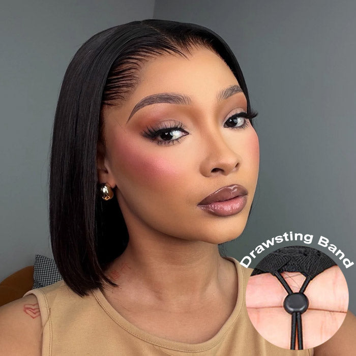 Natural Lagos Hairline Vietnam Hair Glueless 13x4 Frontal Bob Wig with Drawstring