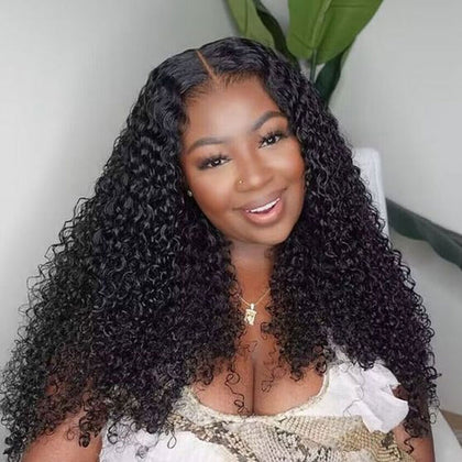 New Pixie Curls 100% Human Hair Double Drawn Glueless 13X4 Lace Full Frontal Wig