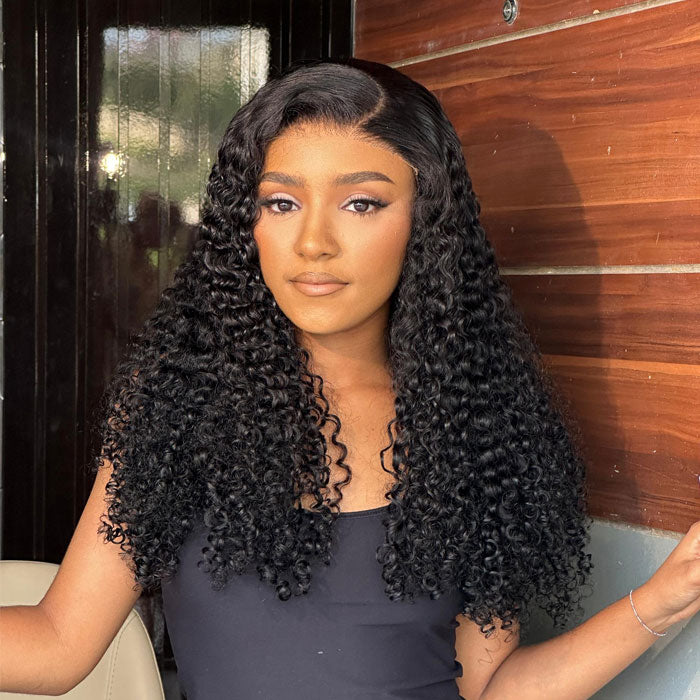New Pixie Curls 100% Human Hair Double Drawn Glueless 13X4 Lace Full Frontal Wig