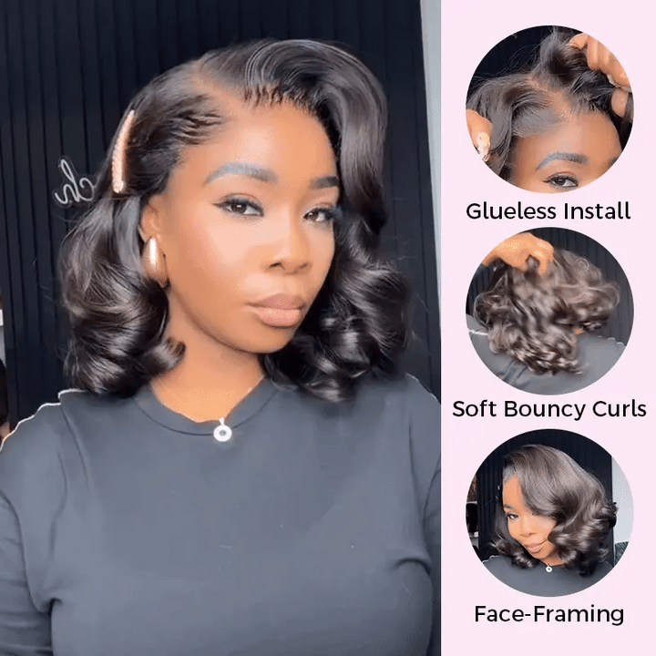 New in Vietnam Raw Hair Glueless Loose Bouncy Short Wig Human Hair