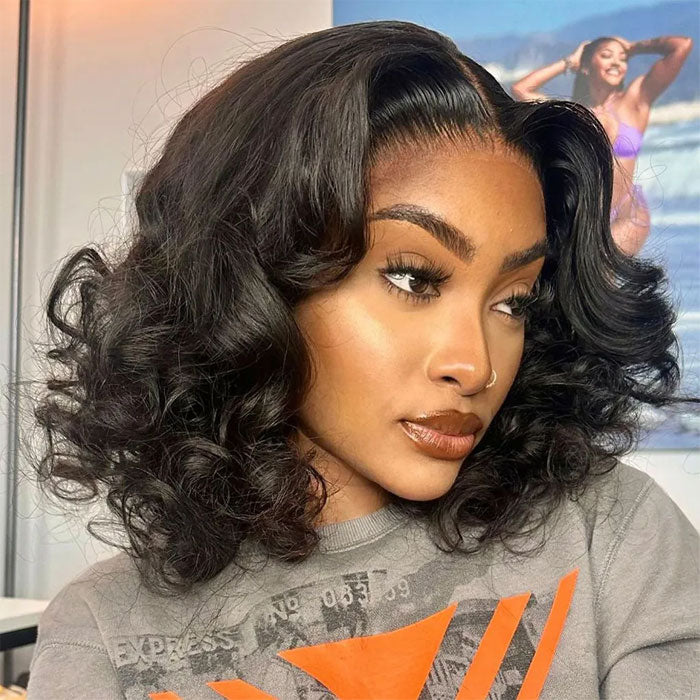 New in Vietnam Raw Hair Glueless Loose Bouncy Short Wig Human Hair