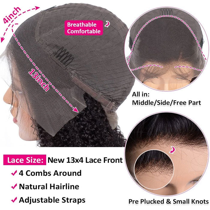 Ombre Brown T1B/4 Color 13x4 Lace Full Frontal Wig Short Bob Jerry Curly Human Hair