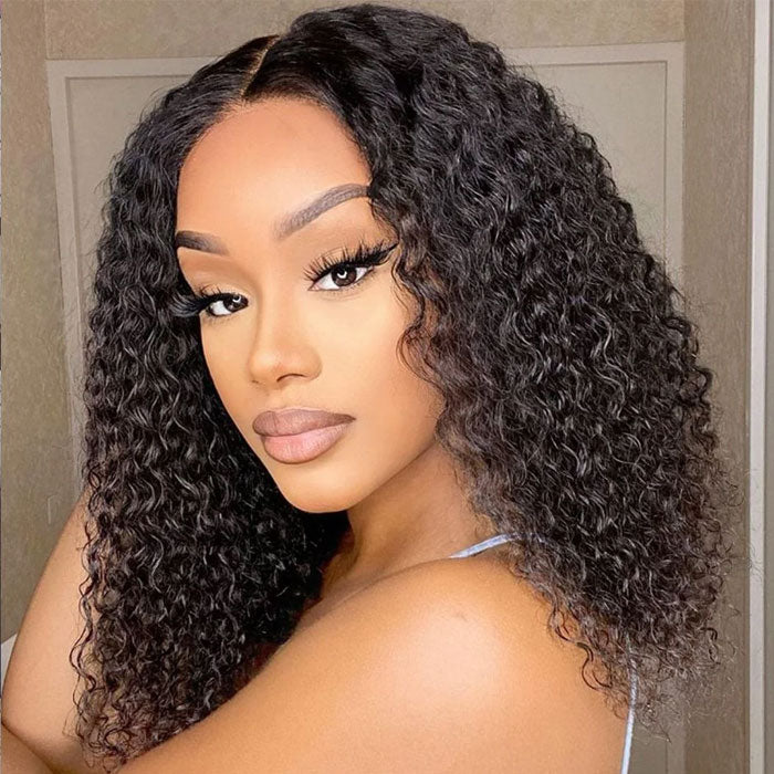 Peruvian Hair Full Frontal 13X4 Lace Jerry Curly Bob 150% Density Wig