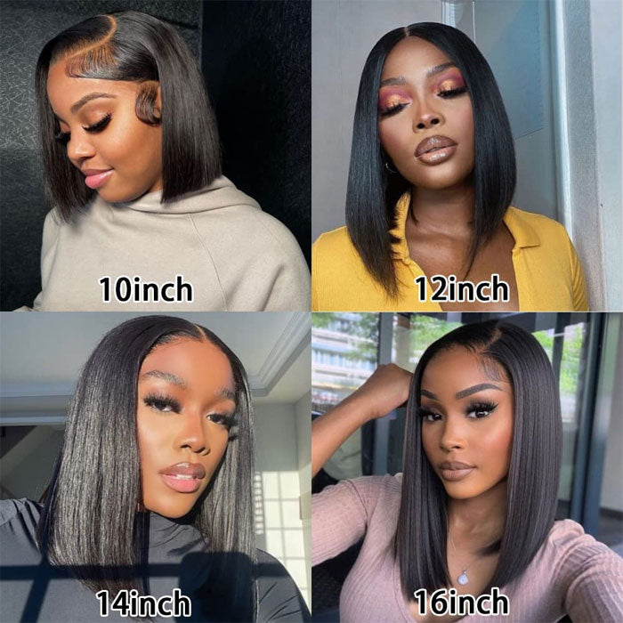 Peruvian Double Drawn Lace 13x4 Full Frontal Bob Straight Wig