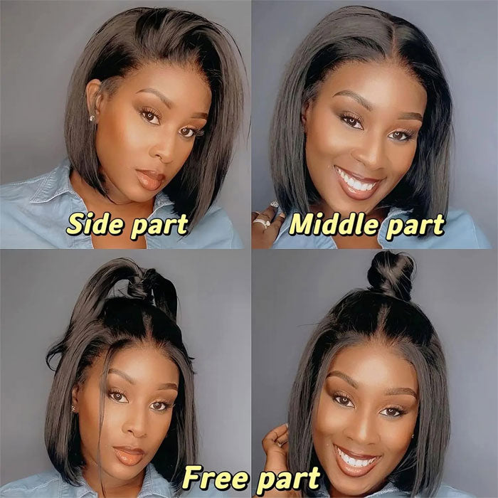 Peruvian Double Drawn Lace 13x4 Full Frontal Bob Straight Wig