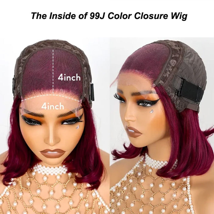 Combo Sale Glueless 99J Maroon Color 4x4 Lace Wig with Water Wave Full Frontal Wig Human Hair