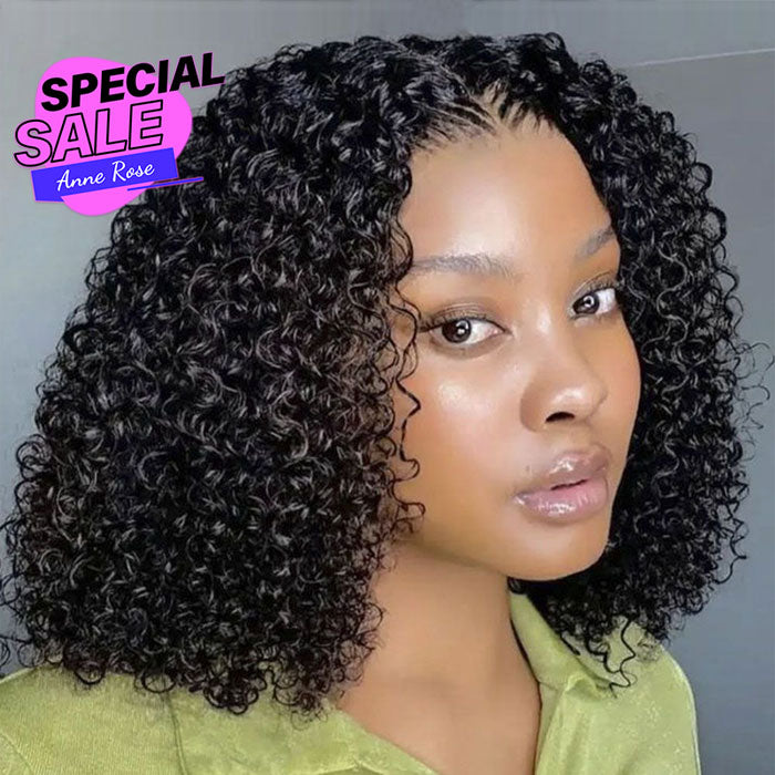 Peruvian Hair Full Frontal 13X4 Lace Jerry Curly Bob 150% Density Wig