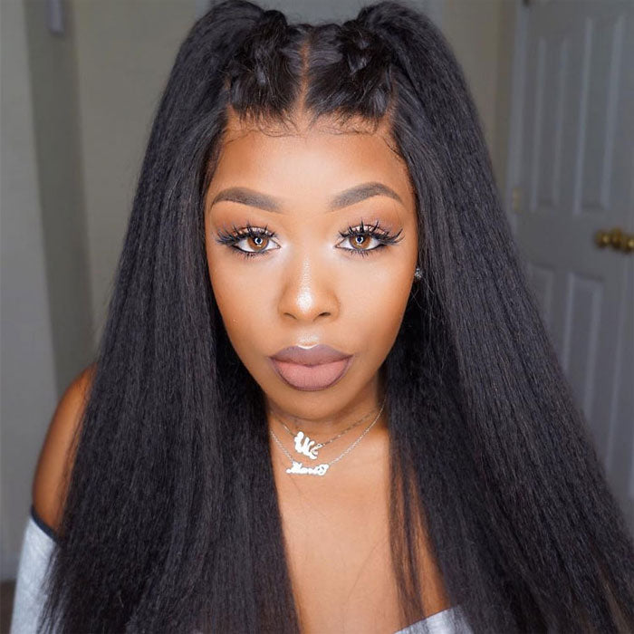 Pre Sale Yaki Straight Glueless 5x5 Lace Closure Wig Human Hair with Drawstring Wear and Go