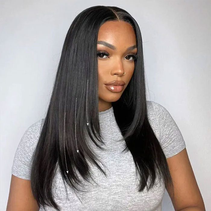 Pre Sale Layered Cut Straight Glueless 4x4 Lace Closure Wig with Drawstring 100% Human Hair