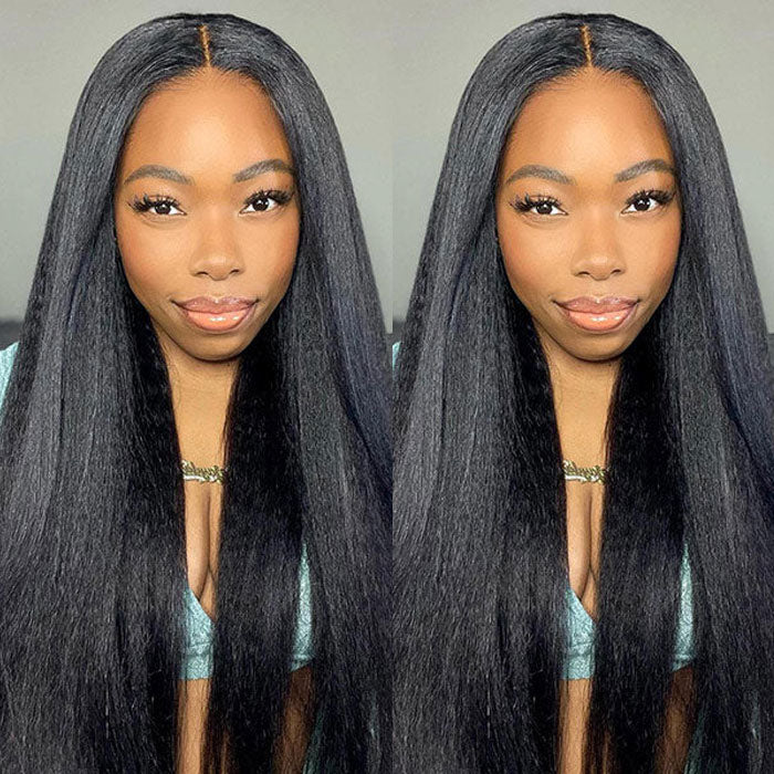 Pre Sale Yaki Straight Glueless 5x5 Lace Closure Wig Human Hair with Drawstring Wear and Go