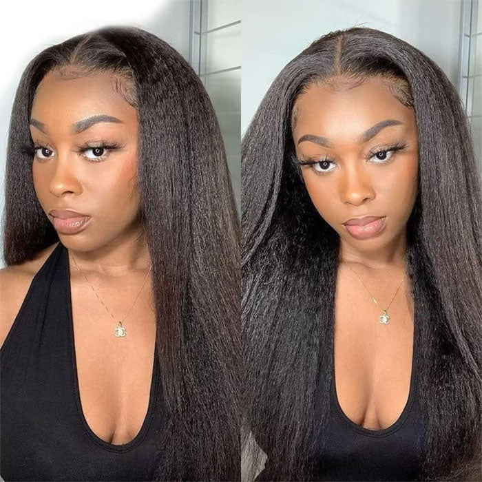 Pre Sale Yaki Straight Glueless 5x5 Lace Closure Wig Human Hair with Drawstring Wear and Go