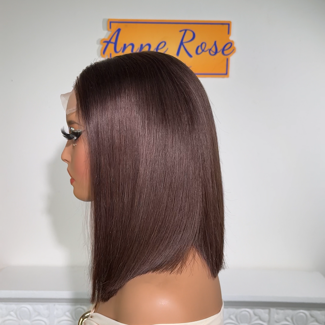 Anne Rose Chocolate Brown Vietnamese Hair Bob Wig – 10 Inch 5x5 Glueless Drawstring Cap